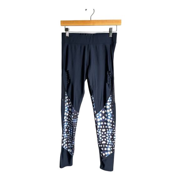 Desigual Blue Printed Leggings With Zippers Size Small - Picture 1 of 6